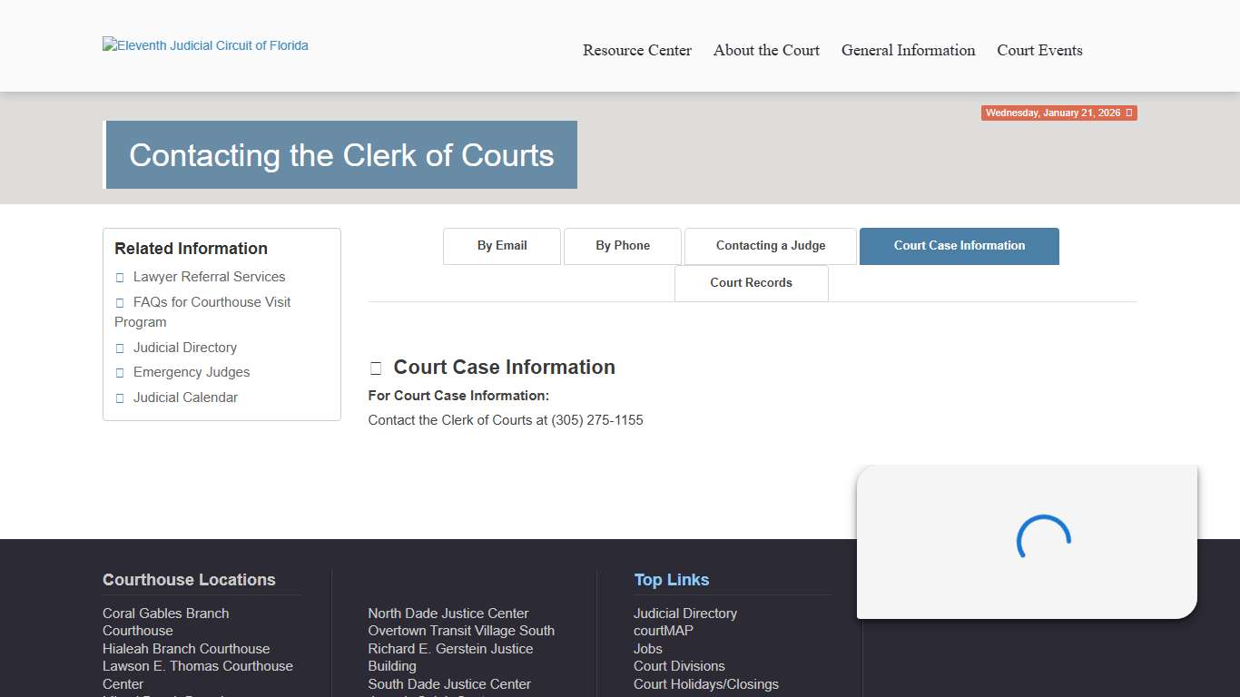 Contacting the Clerk of Courts